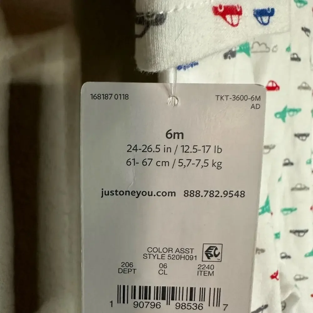 Carters Footie Pajamas Just One You Cars & Airplanes - Boys Size 6 months